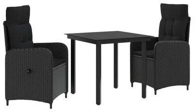 Immagine prodotto di Set da divano con cuscini vidaXL, 3 pezzi, nero