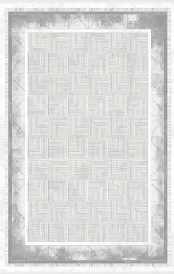 Produktbild von Kunstfaserteppich Teppich Geometrisches Muster Bordüre Kurzflor Grau
