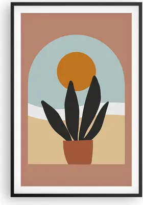 Produktbild von Gerahmtes Poster - Schwarzer Rahmen - Minimalistisch Fenster Blume - 61x91,5 cm - Wand Bild - Wanddeko - Wandbilder - Kunstposter - Wandposter - Bilderrahmen - Bilder - Kunstdruck - P2BPA61x91-4473