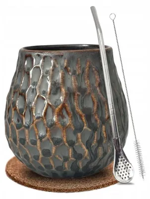 Immagine prodotto di Set di accessori per la preparazione della yerba mate: matero da 400 ml e bombilla da 17 cm + omaggi gratuiti!