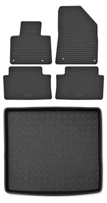 Productafbeelding van Rubberen automatten + kofferbakmat voor Citroen C5 II X7 2016-2017 (stationwagen) – 5-delig, zwart, op maat – Wielganizator
