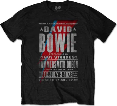 Image de David Bowie - "Hammersmith Odeon" T-shirt homme/femme unie RO2173 (XL) (Noir)