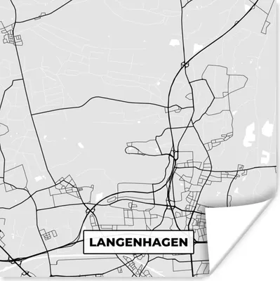 Produktbild von MuchoWow® Poster Deutschland - Karte - Langenhagen - Stadtplan 50x50 cm - Wohnzimmerdekoration