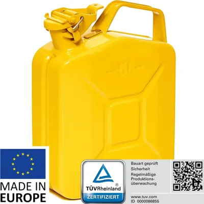 Produktbild von BW® Kraftstoffkanister Metall Benzinkanister 5 Liter - Gelb RAL 1018 - UN-Zulassung - Hergestellt in Europa