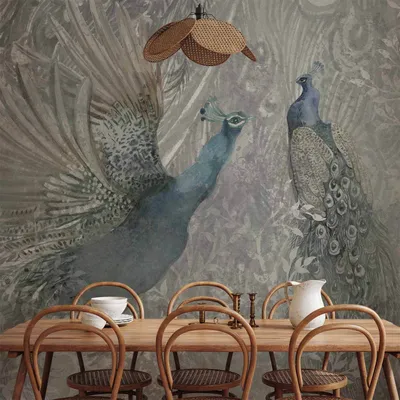 Produktbild von Vlies Fototapete - Peacocks Dancing - Second Variant 350x245 cm Tiere g-C-10038-a-b