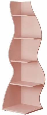 Image de Bibliothèque d'angle à 5 étagères HOGA-J0402, 49,6 x 46,8 x 174,3 cm, rose