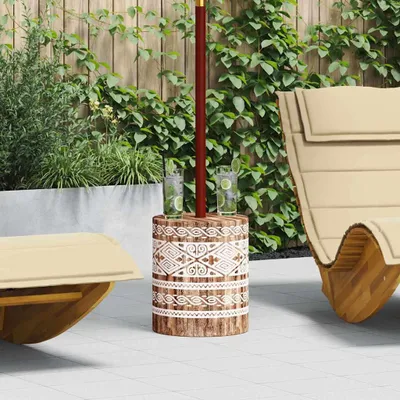 Image de Support de parasol vidaXL, 23 kg, blanc, bois massif, cylindrique