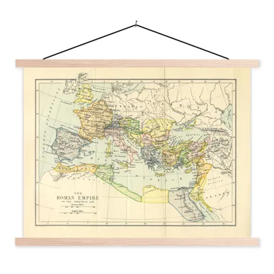 Obrázek produktu pro MuchoWow® Textilní plakát - Klasická mapa světa Římská říše - 40x30cm - S hnědými lamelami