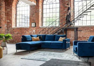 Produktbild von MIUFORM Lofty Lilly - Ecksofa mit Bettfunktion - 237x197cm - Marineblau - 6-Sitzer Ausrichtung Links