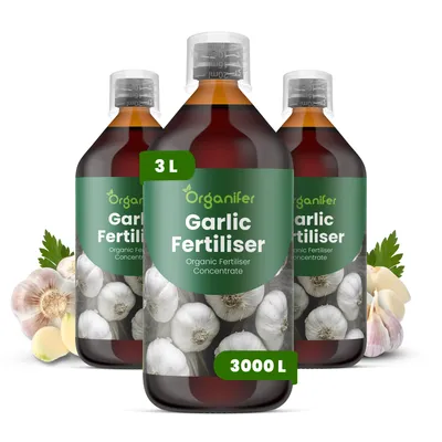 Obrázek produktu pro Cesnak Tekuté Hnojivo 3x1 L – 2-1-8 NPK – Pro Cesnak – Podporuje Zdravú Štruktúru & Silnú Tvorbu Hlúz – Organifer