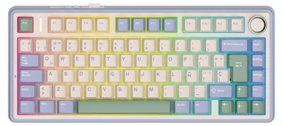 Immagine prodotto di Tastiera da gaming meccanica F75, layout QWERTY spagnolo, illuminazione RGB