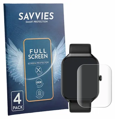 Produktbild von 4x Savvies Fullscreen Schutzfolie für Matast Smartwatch 1.96" Displayschutz Folie Fullcover Klar Transparent