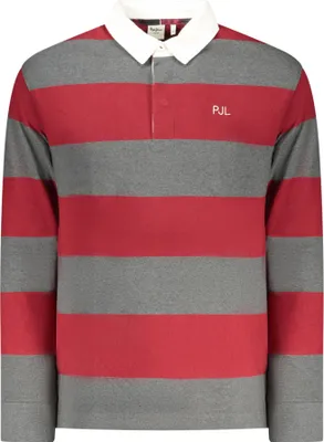 Image de Polo à manches longues pour homme, rouge : rayé et durable, en coton