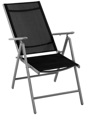 Produktbild von Klappbarer Gartenstuhl aus Aluminium und Texteline mit 7-fach verstellbarer Rš¹ckenlehne, Schwarz, 65 x 55 x 85šC105 cm