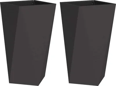 Produktbild von vidaXL Pflanzkübel 2 pcs Schwarz 40 x 40 x 75 cm Stahl