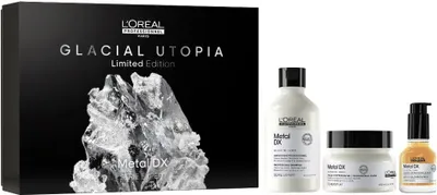 Produktbild von L'Oréal Professionnel Gift Set for All Hair Types Prevents Hair Breakage & Color Changes Anti-Frizz Shine & Heat Protection With Glicoamin Serie Expert Metal DX Shampoo Mask & Leave-in Oil