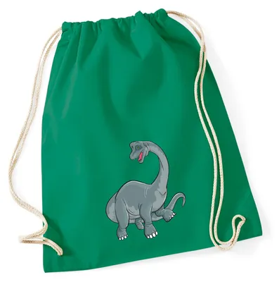 Produktbild von Huuraa Turnbeutel Brachiosaurus Dinosaurier 12 Liter Kelly Green Baumwolle Rucksack Geschenkidee