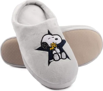 Produktbild von The Peanuts Hausschuhe für Damen und Herren - Snoopy Uni Puschen Schlappen Slipper Grau 40-41
