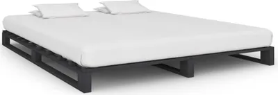 Produktbild von The Living Store Palettenbett Grau Massivholz Kiefer 160×200 cm