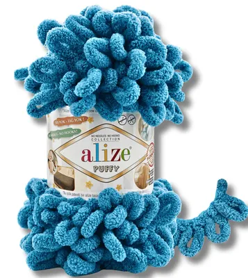 Immagine prodotto di Alize 1x 100 g Puffy Lana, tinta unita, uncinetto, lavoro a maglia (blu petrolio - 294)