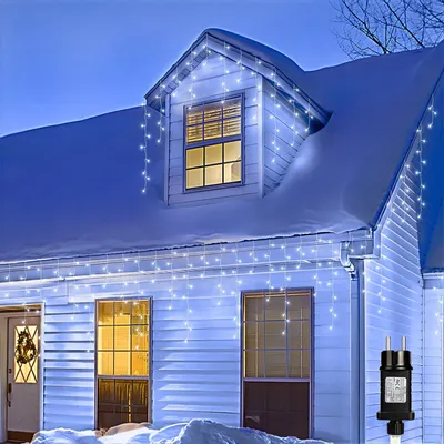 Lichterkette 20m 600 LED Eiszapfen Kaltweiß Außen