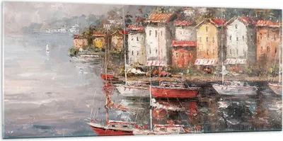 Produktbild von Bilder auf glas - Einteilig - Meer Hafen Segel - 120x50cm - Glasbilder - Wandbilder - Bilder - zum Aufhängen bereit - Wanddekoration aus Glas - Glas Bilder - Wandbild auf Glas - GAB120x50-5136