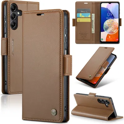 Produktbild von Galaxy A14 Hülle, Leder Brieftasche Kartenfach Schutzhülle mit Standfunktion für Samsung Galaxy A14 5G/4G Braun
