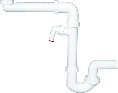 Imagen del producto de HL Hutterer & Lechner HL126/40, sifón de ahorro de espacio, DN40x6/4 pulgadas, con junta y conexión para desagüe, 1 unidad.