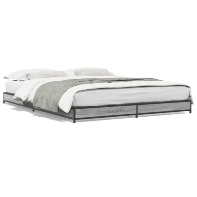 Produktbild von vidaXL Bettgestell Grau Sonoma 120x200 cm Holzwerkstoff und Metall