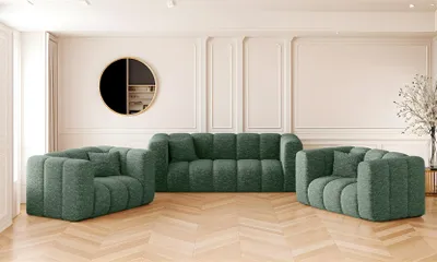 Produktbild von Kaiser Möbel Sofagarnitur 2+1+1 Couchgarnitur serie Grand stilvol, Stoff Haga Grün