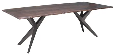 Immagine prodotto di MASSIVMOEBEL24 | FREEFORM 4 Tavolo da pranzo in legno di acacia - laccato marrone / gambe in ferro - antracite mat 220x100x76