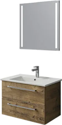 Produktbild von Pelipal Badmöbel-Set Cavallino BxHxT 75 x 200 x 45 cm Frontfarbe eiche ribbeck mit Keramik-Waschtisch weiß, Waschtischun