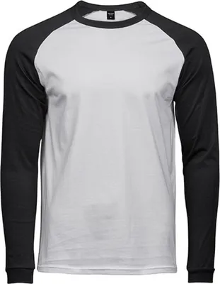Produktbild von Tee Jays 5072 | Herren Baseball Tee / 100% gekämmte Baumwolle - Farbe: White/Black - Größe: S