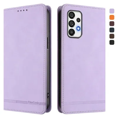 Produktbild von Hülle für Samsung Galaxy A72, Retro Kunstleder Ständer Klapphülle mit Kartenfächer und Magnetische Violett