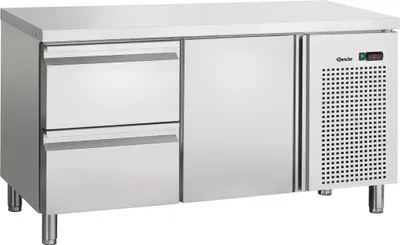 Produktbild von Bartscher Kühltisch S2T1-150 Umluftkühlung 1 Tür 2 Schubladen 0-10°C 1342x700x850mm Arbeitsfläche