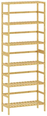 Obrázok produktu pre Šesťposchodový regál z bambusu | Nastaviteľná skrinka | Farba: hnedá | Rozmery: 60 x 26 x 161 cm