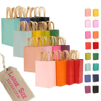 Obrázok produktu pre Omgoods – 100 veľkých papierových darčekových vreciek s rúčkami – 33 x 26 x 11,6 cm