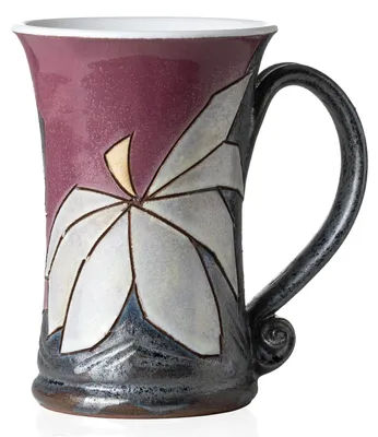 Imagen del producto de Tazas de cerámica hechas a mano con motivos florales, de 320 ml