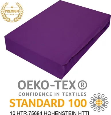A purple fitted sheet is shown from a diagonal angle on a white background.