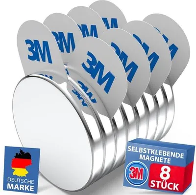 Zdjęcie produktu dla Silne magnesy neodymowe 20 x 3 mm, 8 sztuk z naklejkami