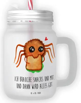 Produktbild von Mr. & Mrs. Panda Glas Spinne Agathe Sandwich - Transparent - Geschenk, Hungrig, Mason Jar, Cocktailglas, Alles Wird gut, Glück, Trinkglas, Lebensfreude, Hunger, Mut