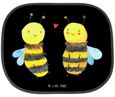 Produktbild von Mr. & Mrs. Panda auto hitzeschutz Biene Verliebt - Schwarz - Geschenk, Sonnenblende, sonnenschutz saugnapf, pkw