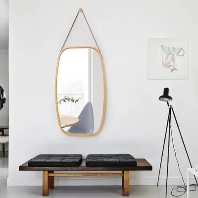 Produktbild von 360Home Hotelspiegel Badezimmer Schminkspiegel mit Bambusrahme Ganzkörperspiegel Halbkörperspiegel groß 78*44cm