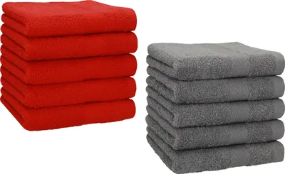 Produktbild von Betz 10 Stück Seiftücher 30x30 cm PREMIUM 100% Baumwolle  Farbe: rot und anthrazit