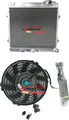 Productafbeelding van Aluminiumradiator, kernmaat 372mm x 428mm x 52mm, totale afmetingen 505mm x 501mm x 100mm, inlaat/uitlaat 35mm/35mm, compatibel met motoren van 23 liter, 4-cilinder, 3-rijen ontwerp