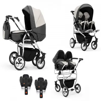 Produktbild von Zwillingskinderwagen 5 in 1 Duo inkl. Autositze und Iso Bases - 14 Teile -  in 20 Farben