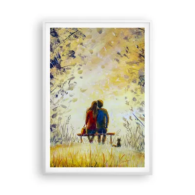 Produktbild von Gerahmtes Poster - Weißer Rahmen - Liebhaber auf Bank - 70x100 cm - Wand Bild - Wanddeko - Wandbilder - Kunstposter - Wandposter - Bilderrahmen - Bilder - Kunstdruck - P2WPA70x100-4578