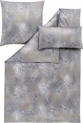Produktbild von Estella Schweizer Premium-Satin Bettwäsche Exquisit Svizzera 155x220 + 1 x Kissen 80 x 80 + 1 x Kissen 40 x 80 Ornament grau