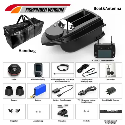 Produktbild von V030 GPS Futterboot - ferngesteuertes Angelboot - 9 Angelplätze 180 Speicherpunkte - 800 m Reichweite - 3 kg Nutzlast - Automatik-Cruise - Fishfinder-Version