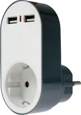 Produktbild von as-Schwabe Ladeadapter Schukosteckdose USB Steckplatz Mehrfachsteckdose IP20
